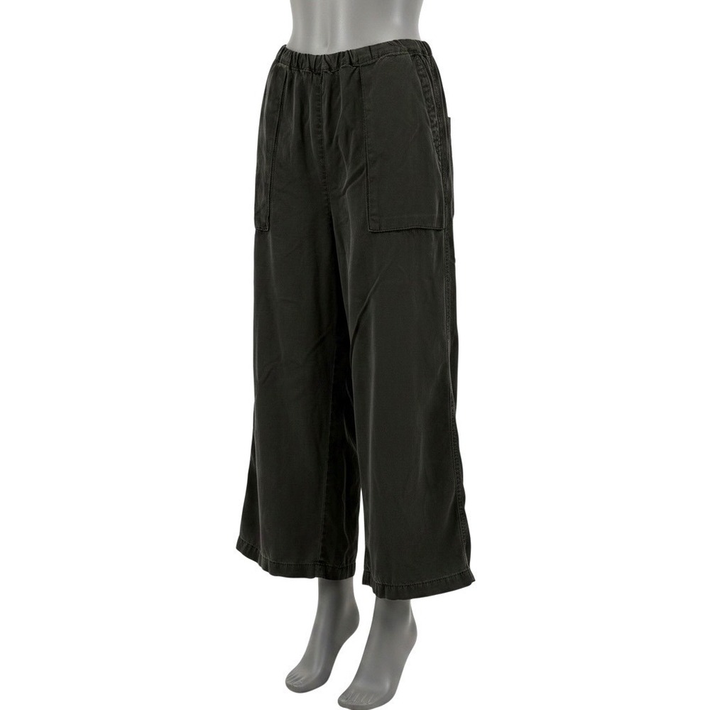 Gerties Womens Large Dark Gray Green Tencel Lyocell Wide Leg Elastic Waist Pants